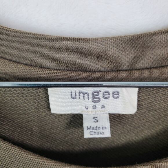 UMGEE MINERAL WASHED FRENCH TERRY RUFFLE THIN SWEATSHIRT SMALL GREEN OVERSIZED - Picture 4 of 8